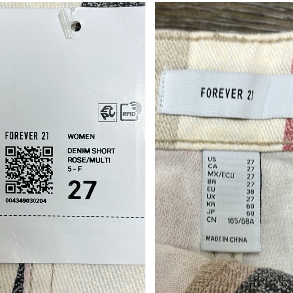 Forever 21 Striped Distressed Denim Shorts, NWT Size 27 - Picture 10 of 16